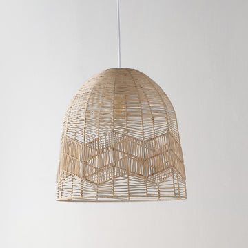 Sofia 17.5" Farmhouse Coastal Rattan 180" Cord Plug-In or Hardwired LED Pendant - JONATHAN Y